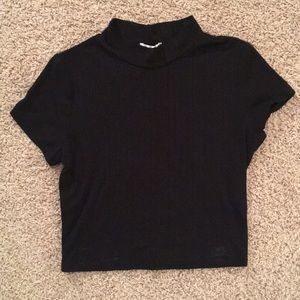 Black cropped turtleneck